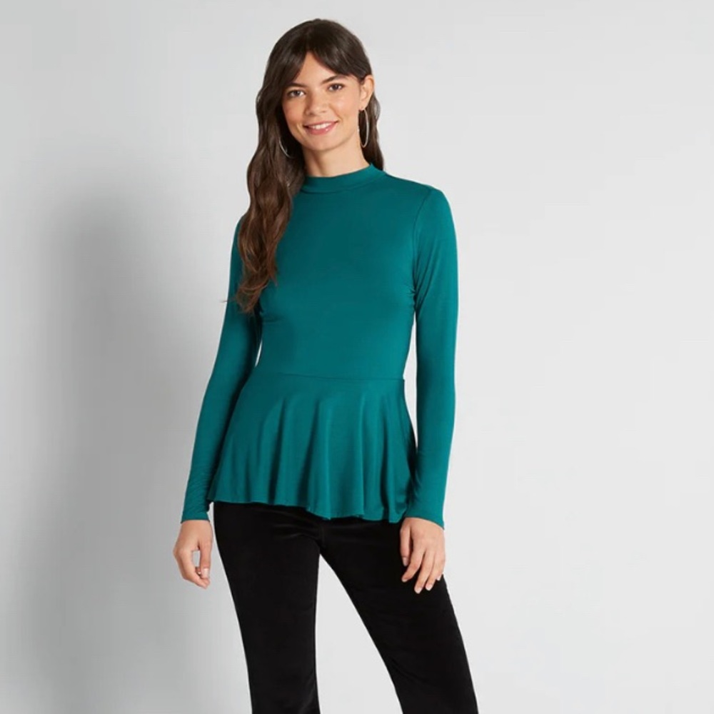 NWT ModCloth Green Peplum Blouse 2X